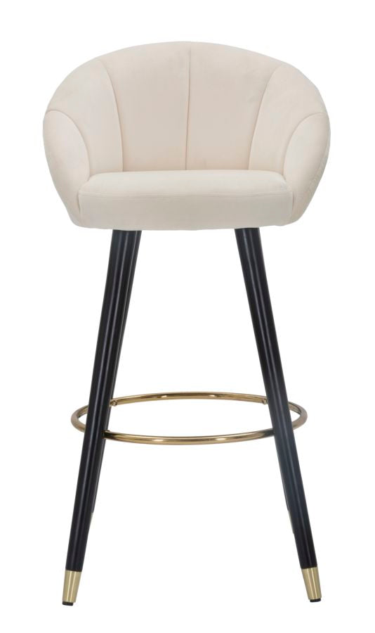 Sgabello Bar Prague Crema 55x56x104 cm Legno e Spugna Crema Oro e Nero...