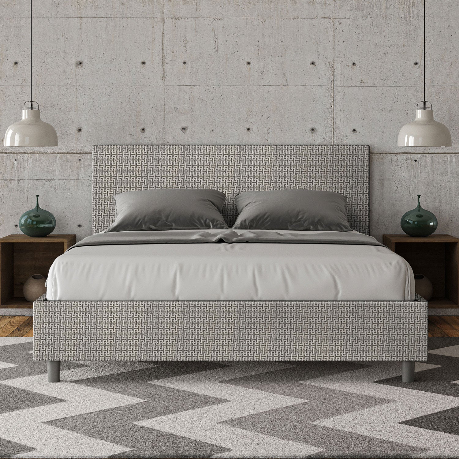 Letto Matrimoniale 160x200 cm Senza Rete Adele Labirinto 02 Grigio...