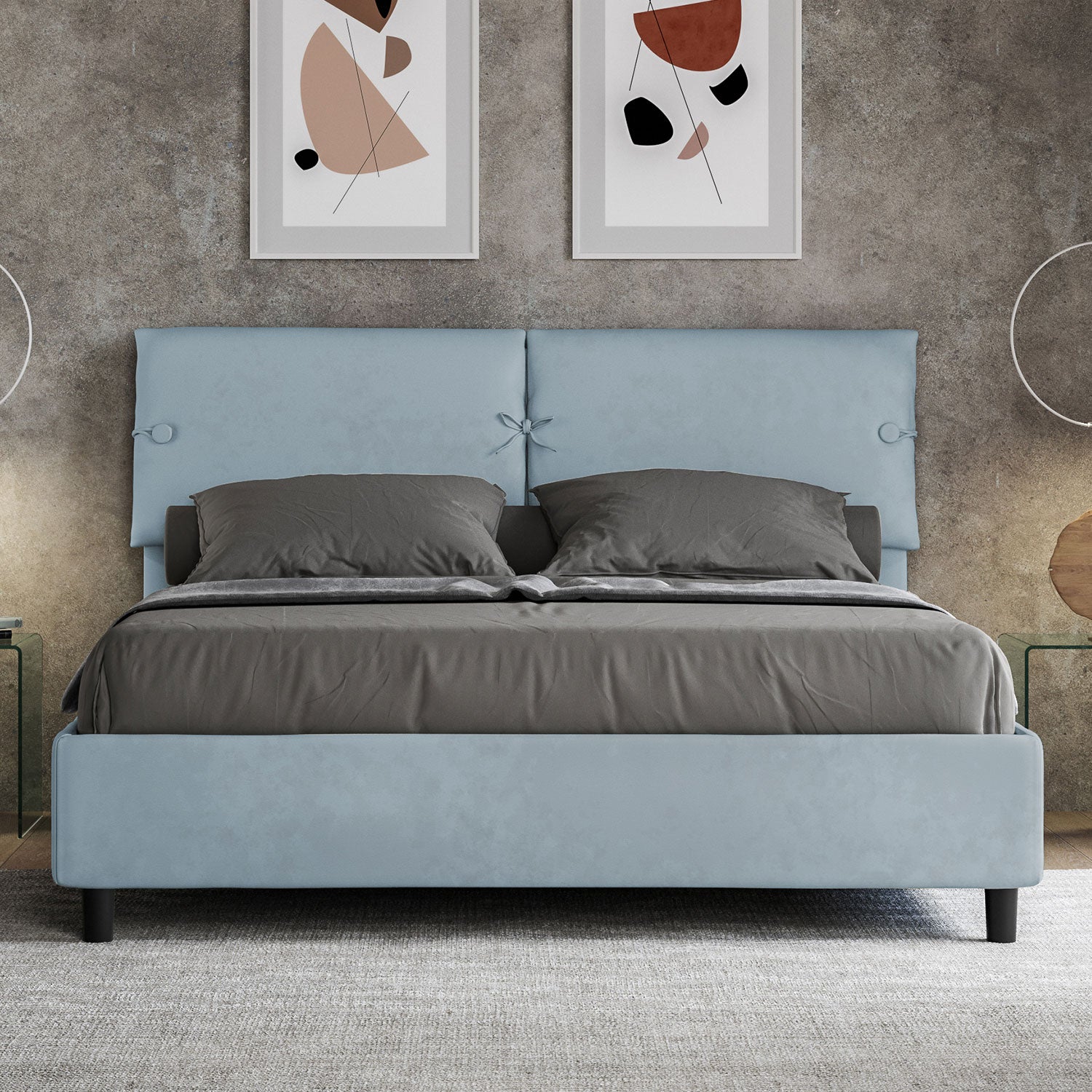 Letto Matrimoniale 160x190 cm con Rete Sleeper Azzurro...