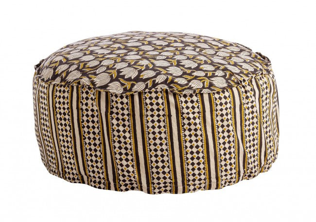 Pouf Ø 65x25 cm Charme in Tessuto Nero