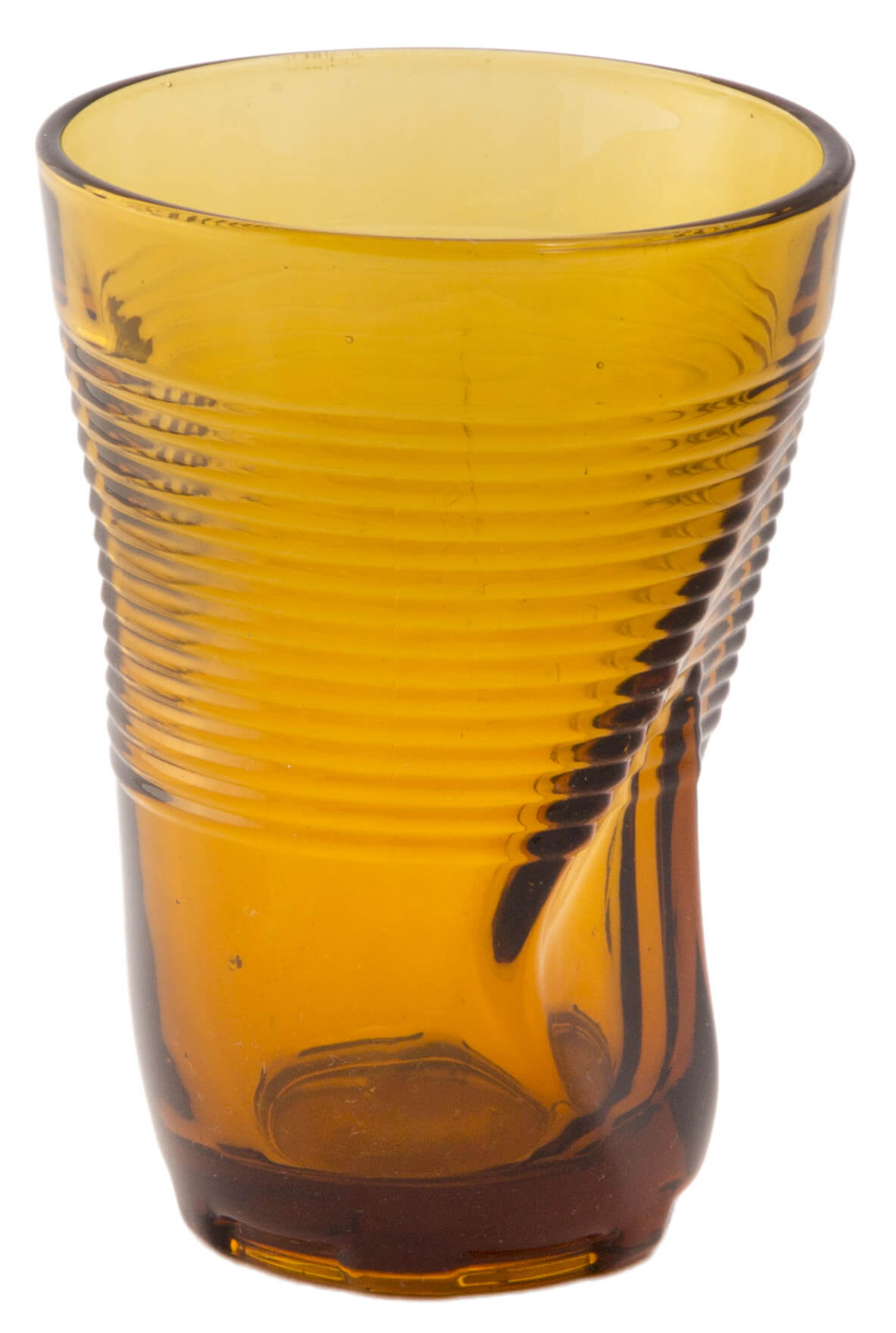 Set 6 Bicchieri Accartocciati 34 cl Ø8 cm in Vetro Pressato Kaleidos Ambra...