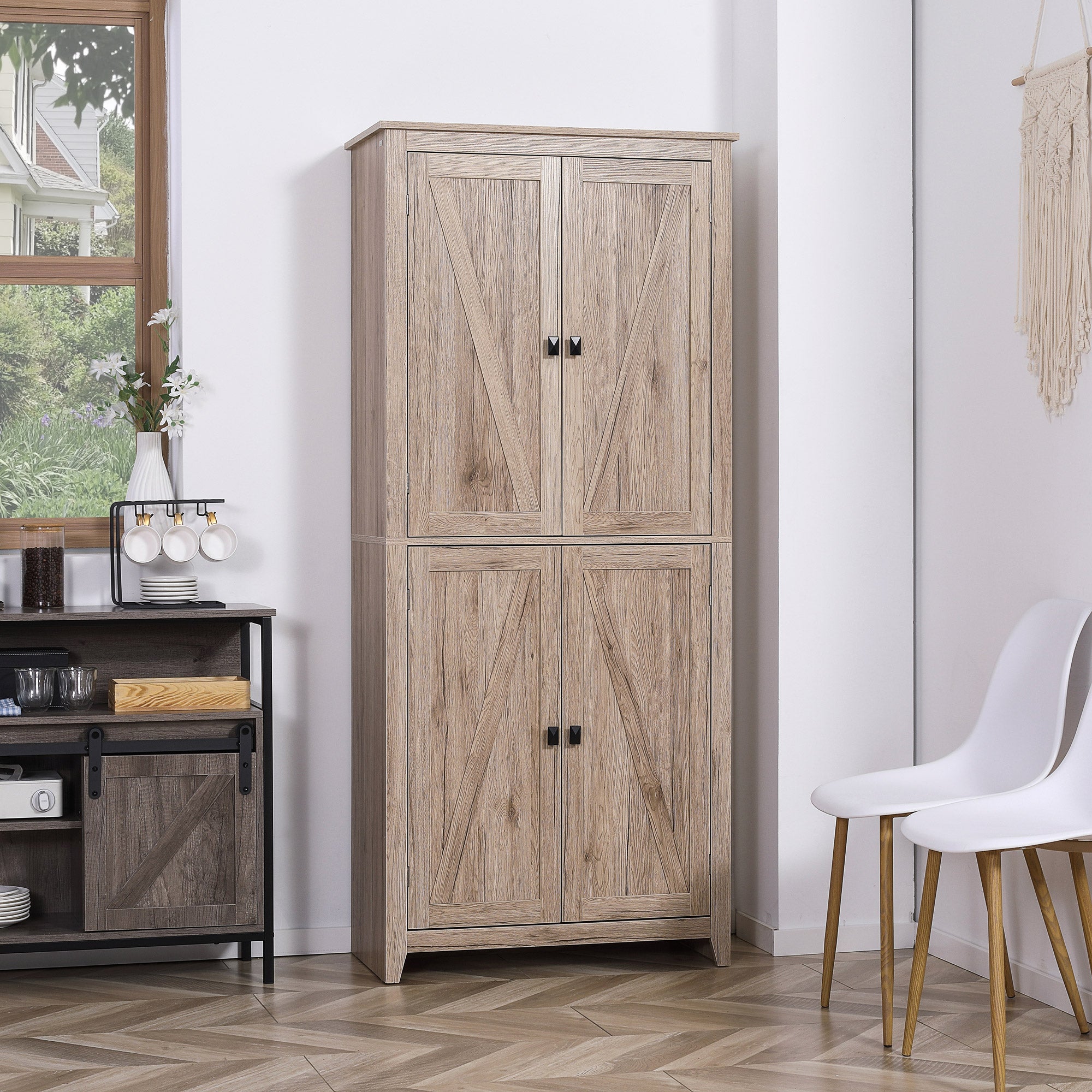 Mobile Credenza Cucina 4 Ante 80x40x182 cm in MDF color Legno...