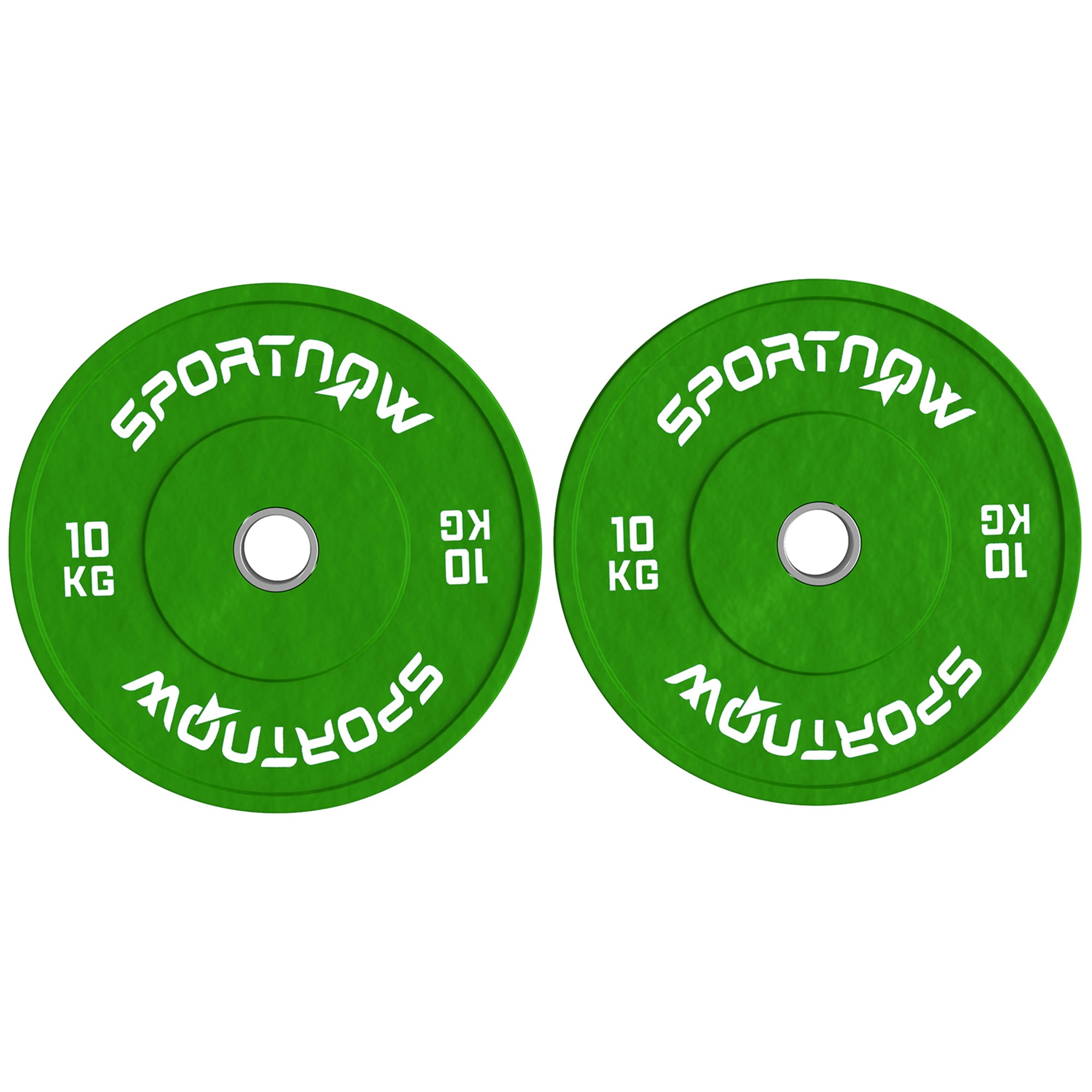Image of Set 2 Dischi Pesi da 10kg in Gomma con Foro da 2&quot;/5 cm per Manubri e Bilancieri Verde
