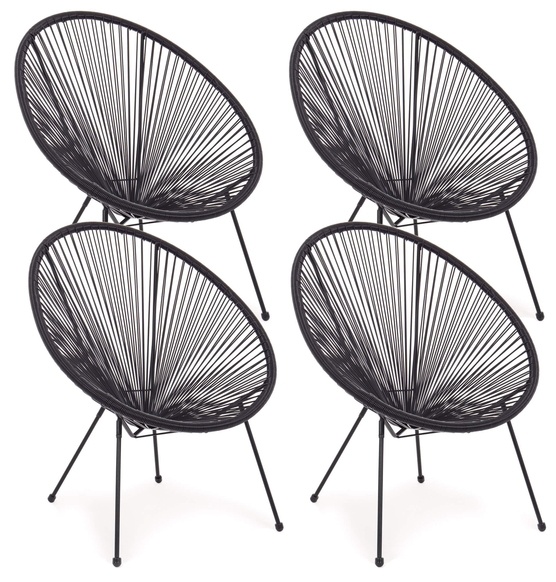 Poltrona da Giardino 72x78x89 cm in Acciaio e Corda Parker Nero