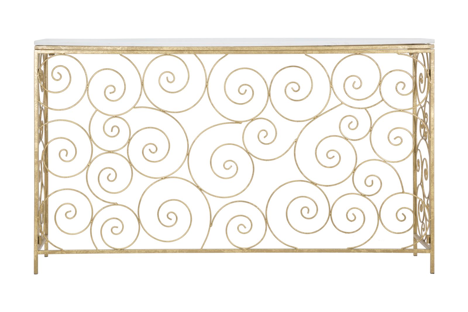 Consol Spiral 140x36x82 cm in Ferro e Marmo Oro e Bianco...