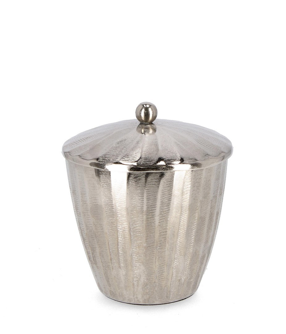 Candela con Coperchio Ø13,5x13,5 cm in Metallo Chisel Argento...