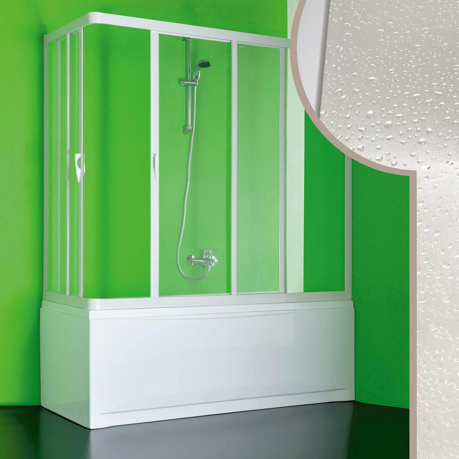 Sopravasca Angolare 90x180 cm 2 Lati 2 Ante Scorrevoli in PVC H150 cm Dorini Bianca...