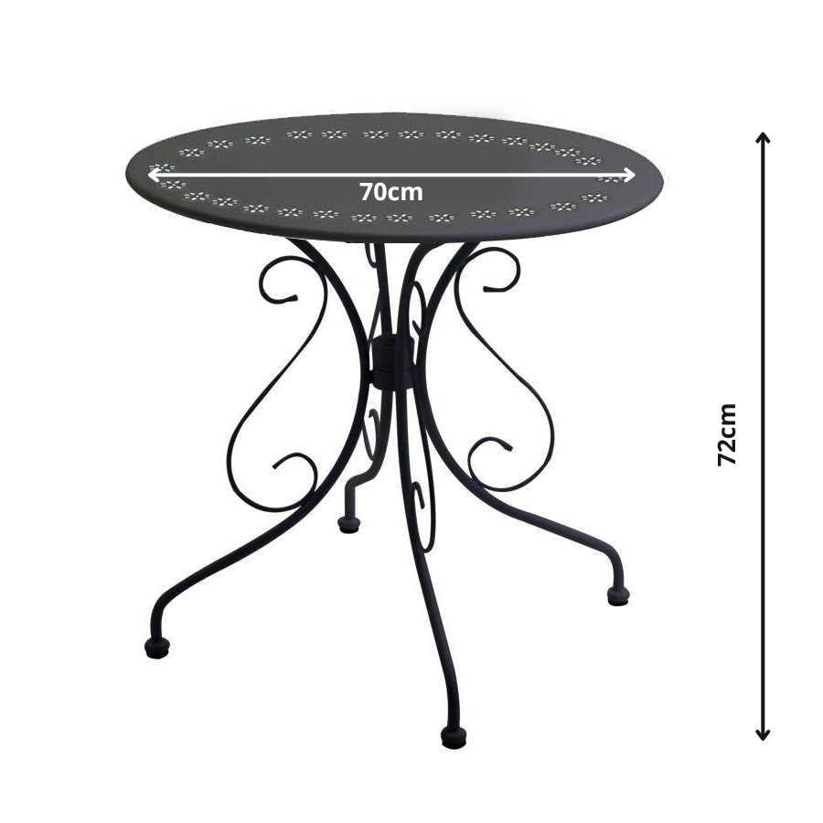 Tavolo da Giardino Ø70xh72 cm in Metallo New Old Antracite...