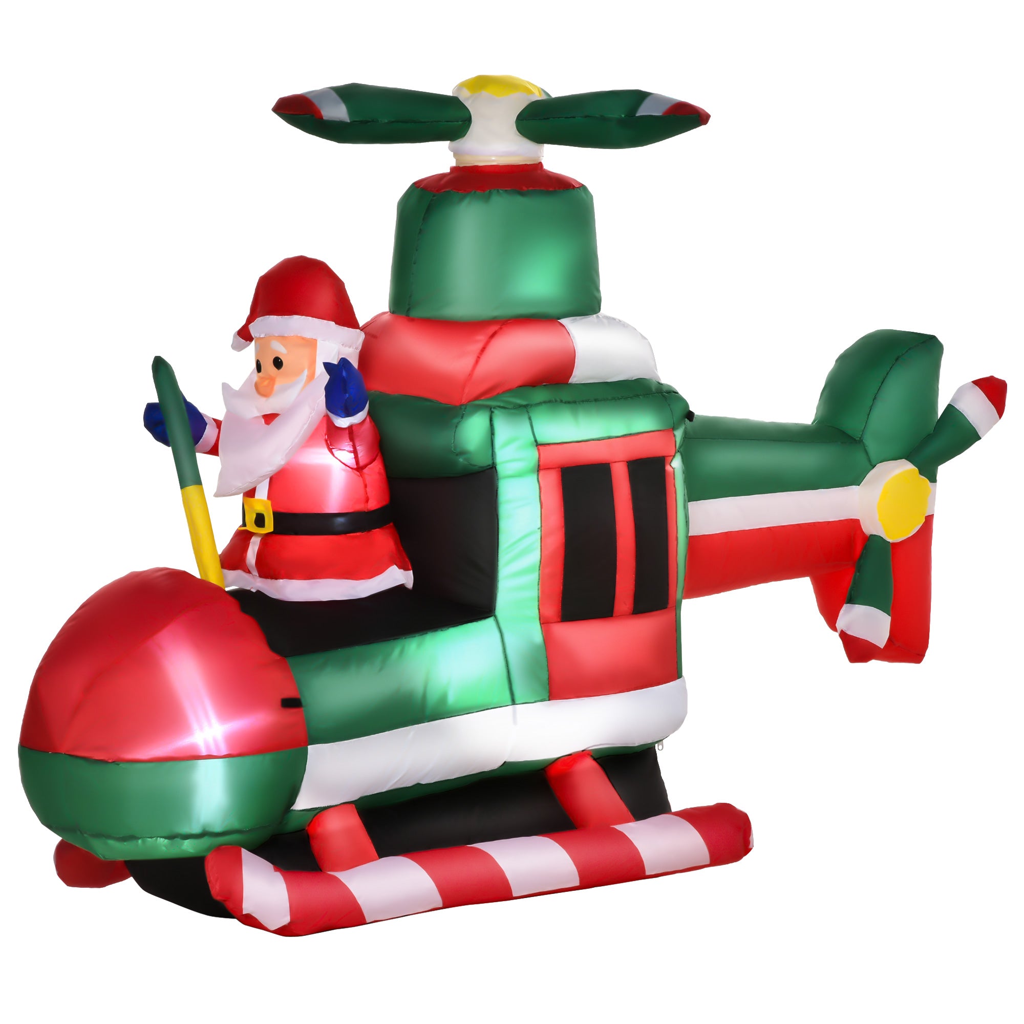 Image of Babbo Natale Gonfiabile su Elicottero 155x63x107 cm con Luci LED Multicolore