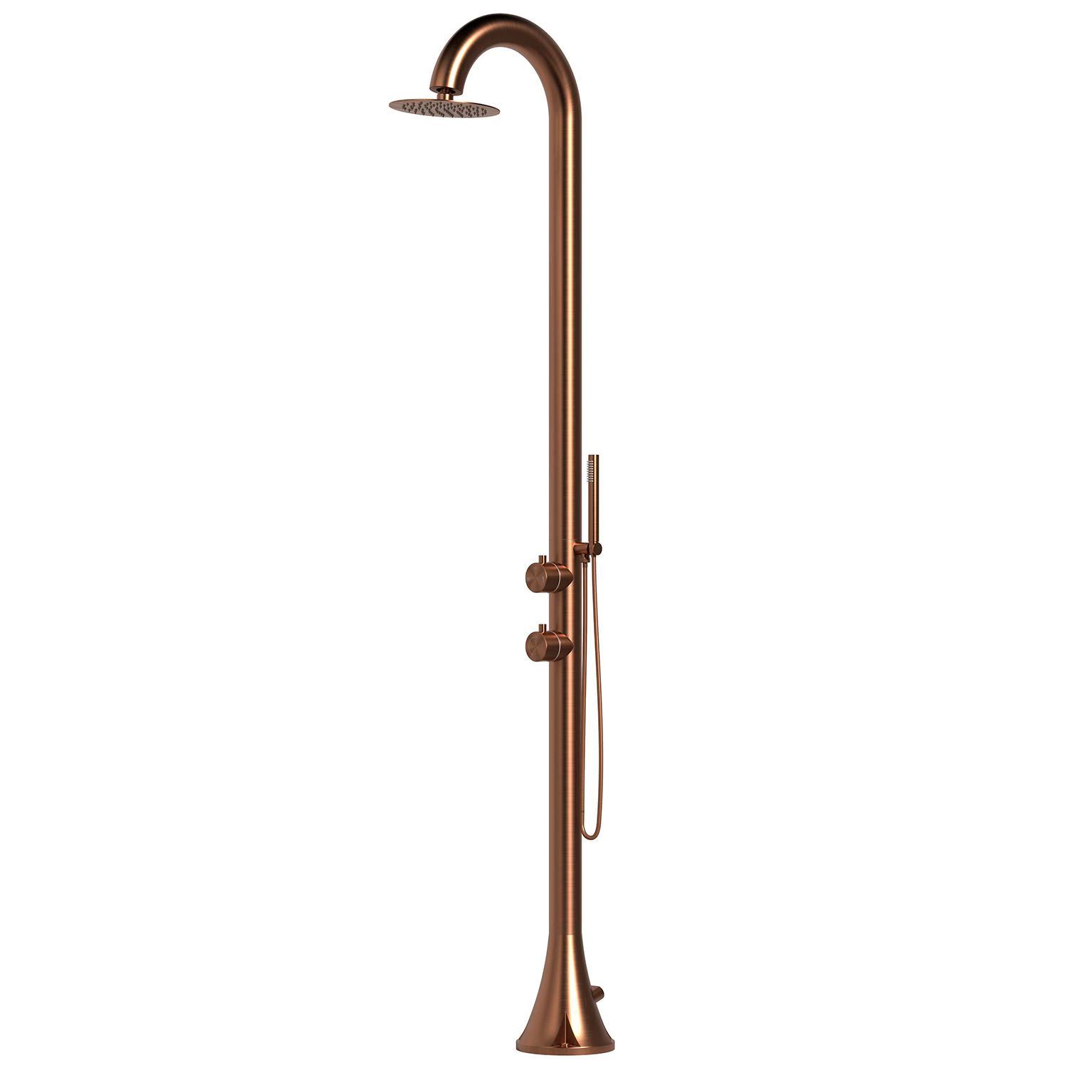 Doccia da Giardino in Acciaio Inox con Doccino Flessibile Sined Luna D Oro Rosa
