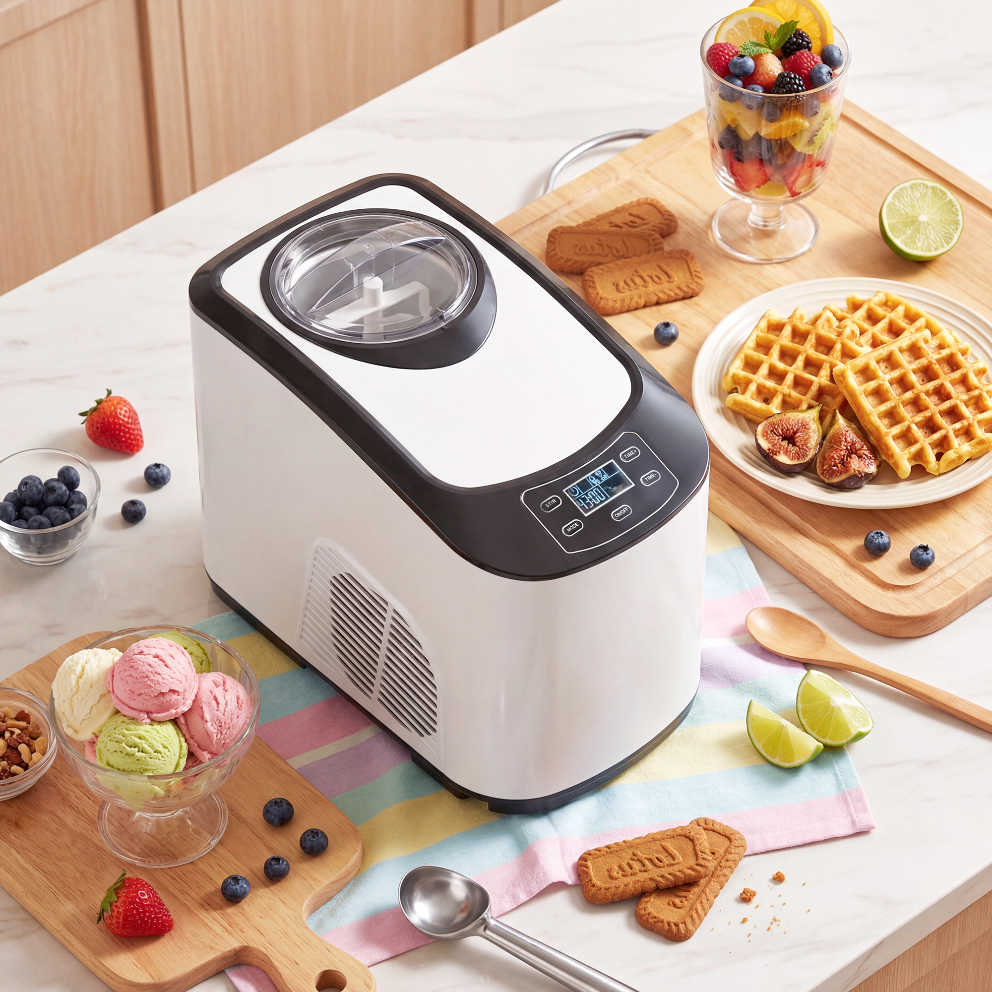 Gelatiera con Compressore Integrato 1,5L Modalità Morbida e Dura Funzione Auto-Mantenimento al Freddo Bianco...