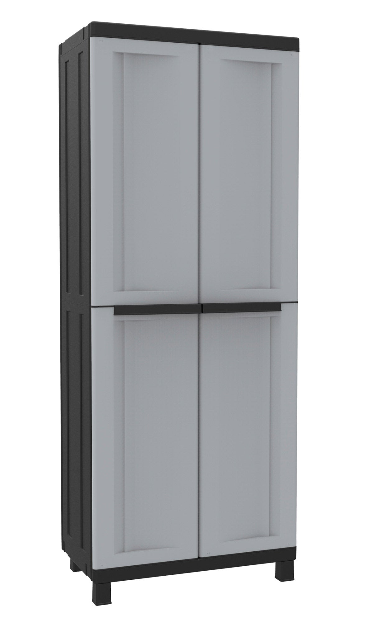 Armadio Portascope Modulare da Esterno 68x39x170 cm 2 Ante 4 Ripiani in Polipropilene Twist Grigio e Nero...
