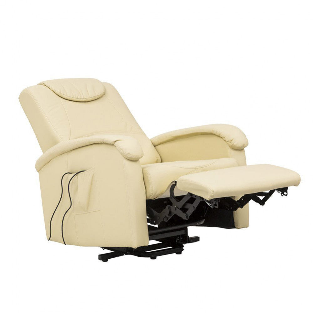 Poltrona Relax Elettrica Massaggiante 72x95/182x106/145 h cm in Similpelle Beige...