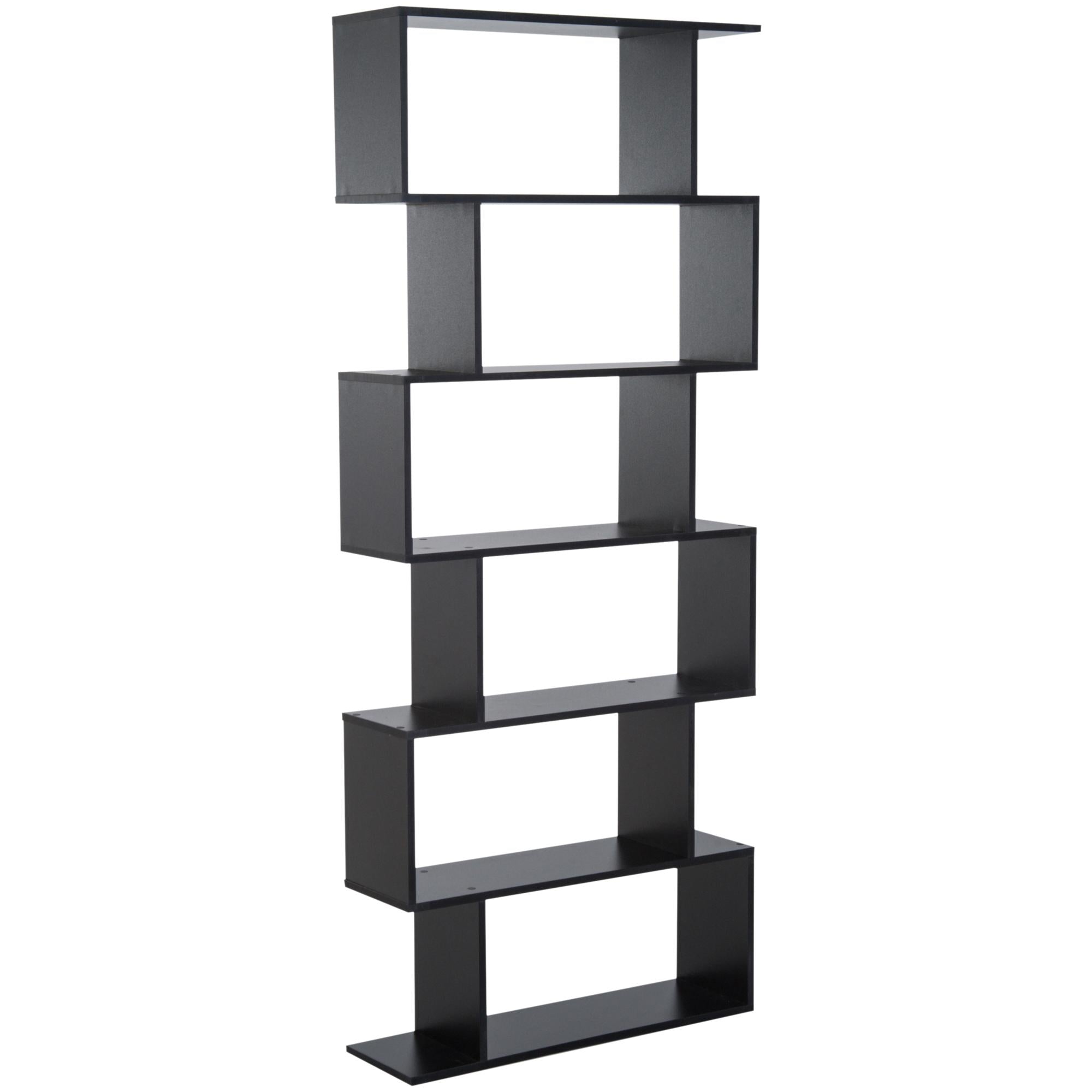 Libreria Design Moderno in Legno con 6 Ripiani Nero 80x23x192 cm