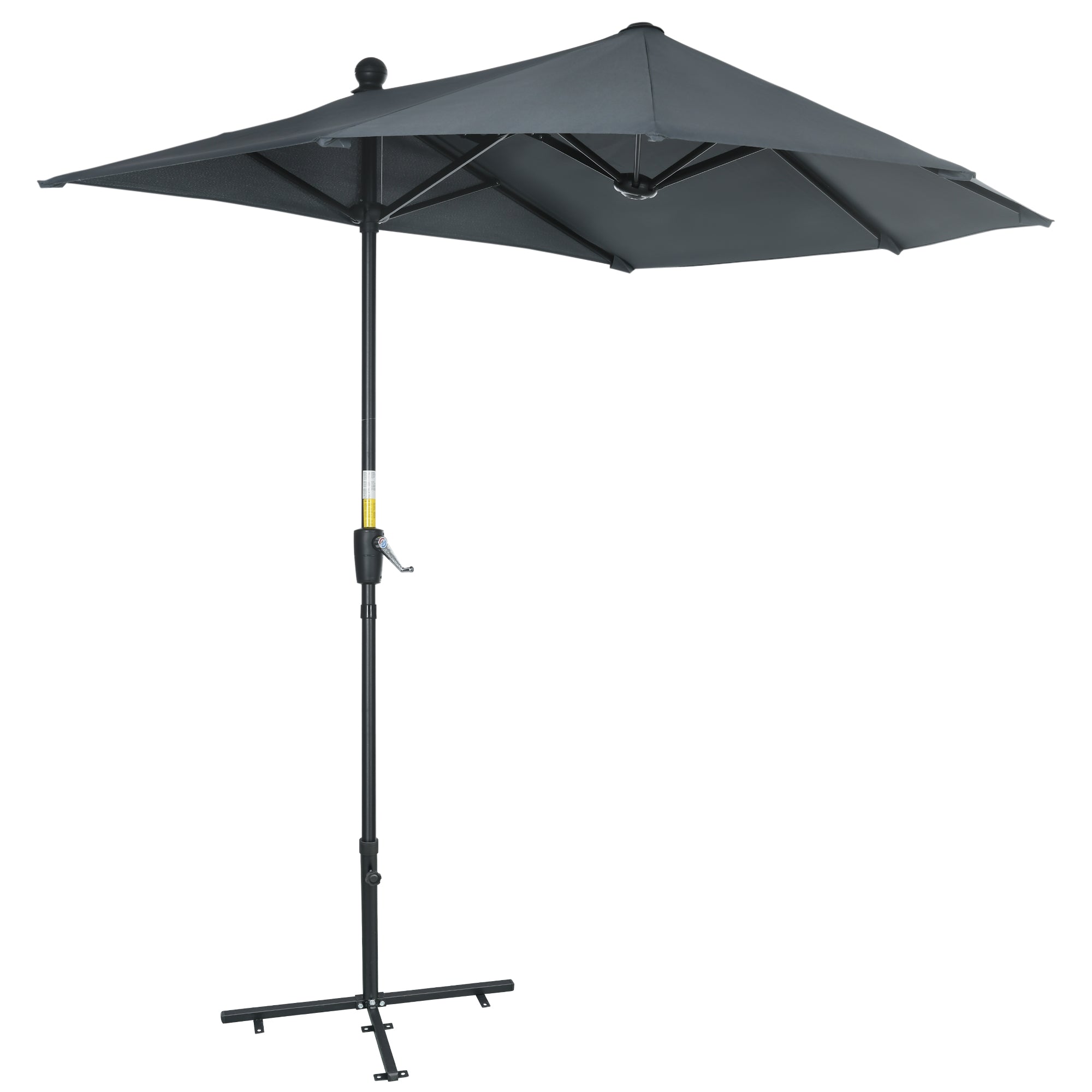 Image of Ombrellone Semicircolare 200x190x240 cm con Tettuccio Anti UV Grigio