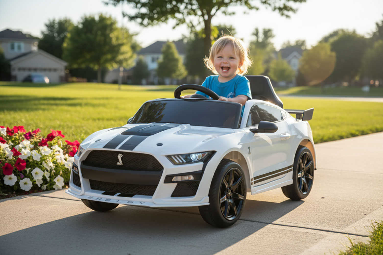 Macchina Elettrica per Bambini Licenza Ufficiale Ford Mustang Shelby Telecomandata 10,8V 3,1Ah Bianco...