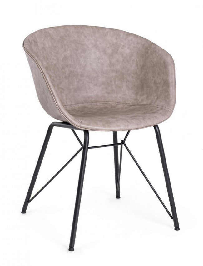 Image of Sedia Warhol Nero Beige Vintage in Similpelle Beige