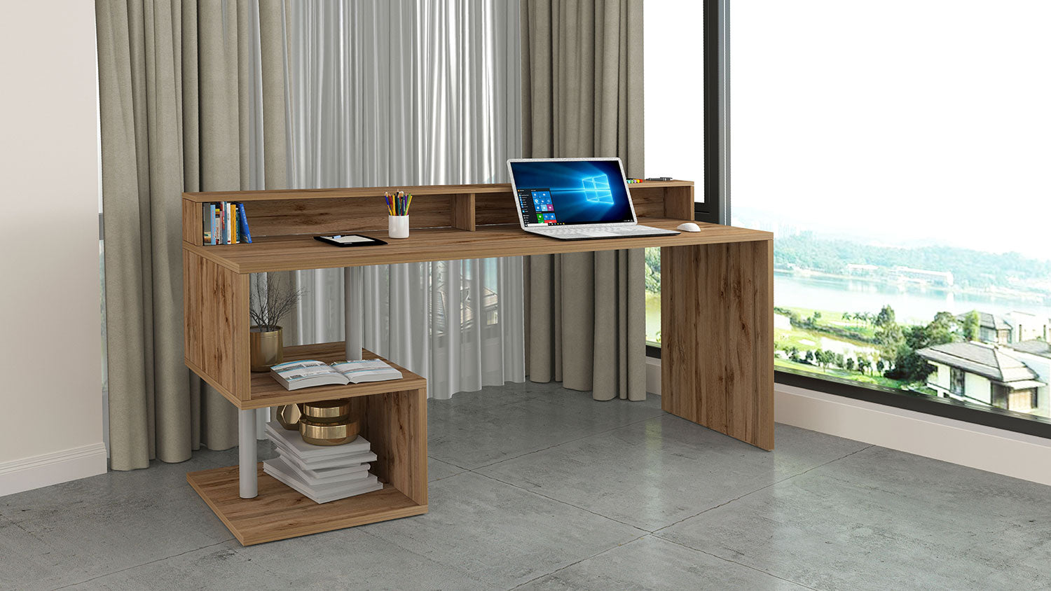 Scrivania a Giorno 180x60x92,5 cm Esse Rovere Wotan