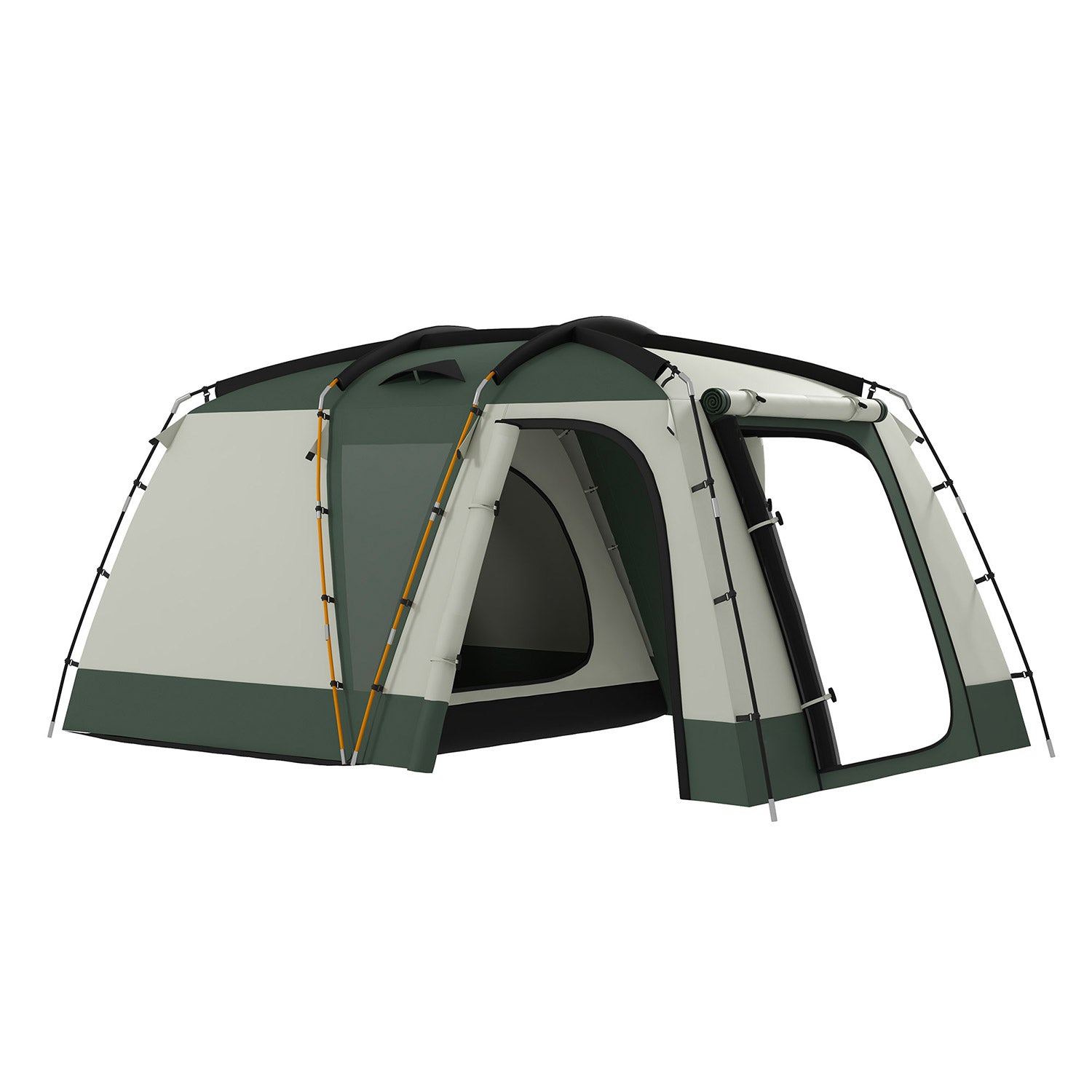 Tenda da Campeggio 4 Posti Impermeabile con Zona Notte e Zona Giorno 460x300x200 cm in Poliestere Verde