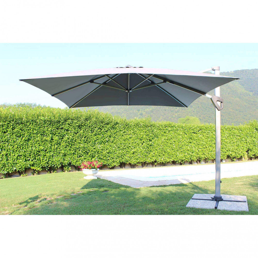 Ombrellone da Giardino Darwin Grigio Decentrato 3x4 m in Alluminio Telo Grigio...