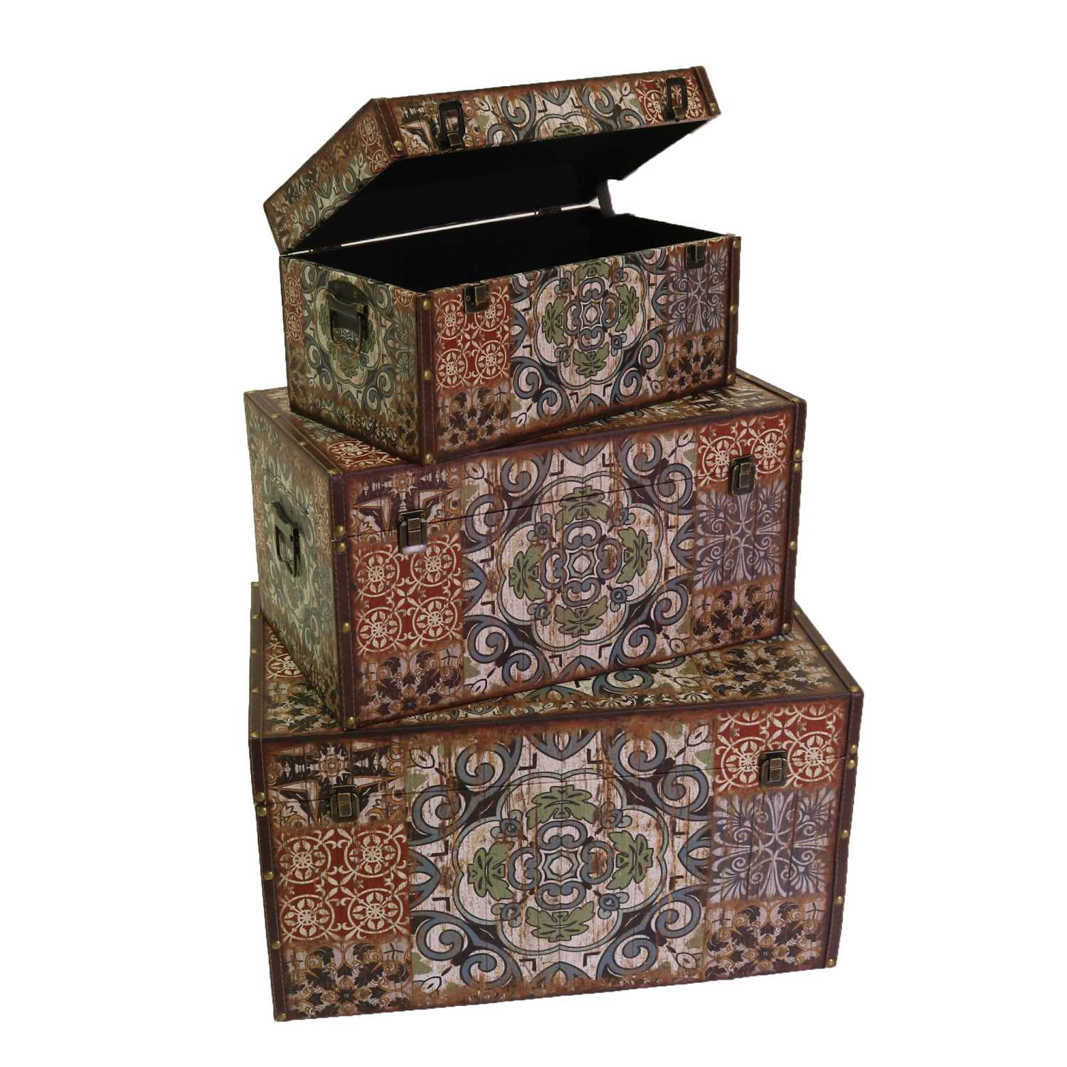 Image of Set 3 Bauli Rettangolari in Similpelle Multicolor