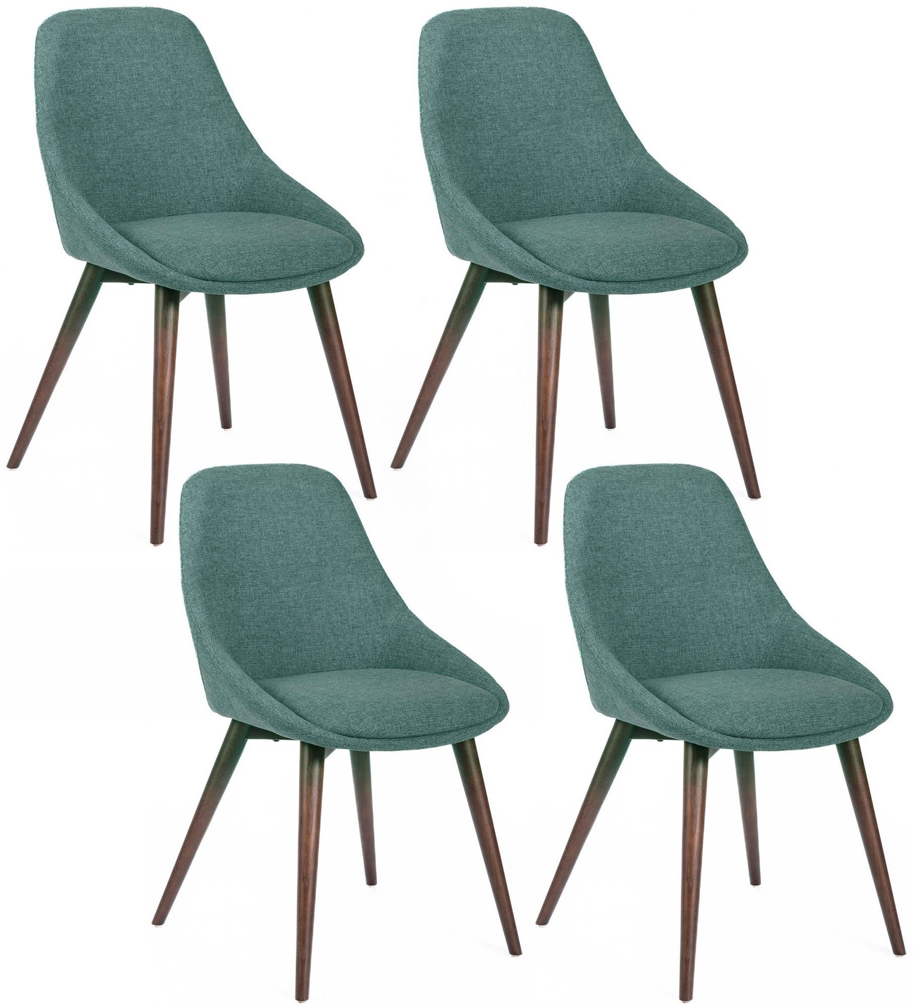 Image of Set 4 Sedie 58x49xH85 cm in Tessuto Astrid Verde