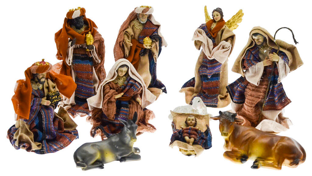 Natività 9 Personaggi H25 cm in Resina e Tessuto Vanzetti