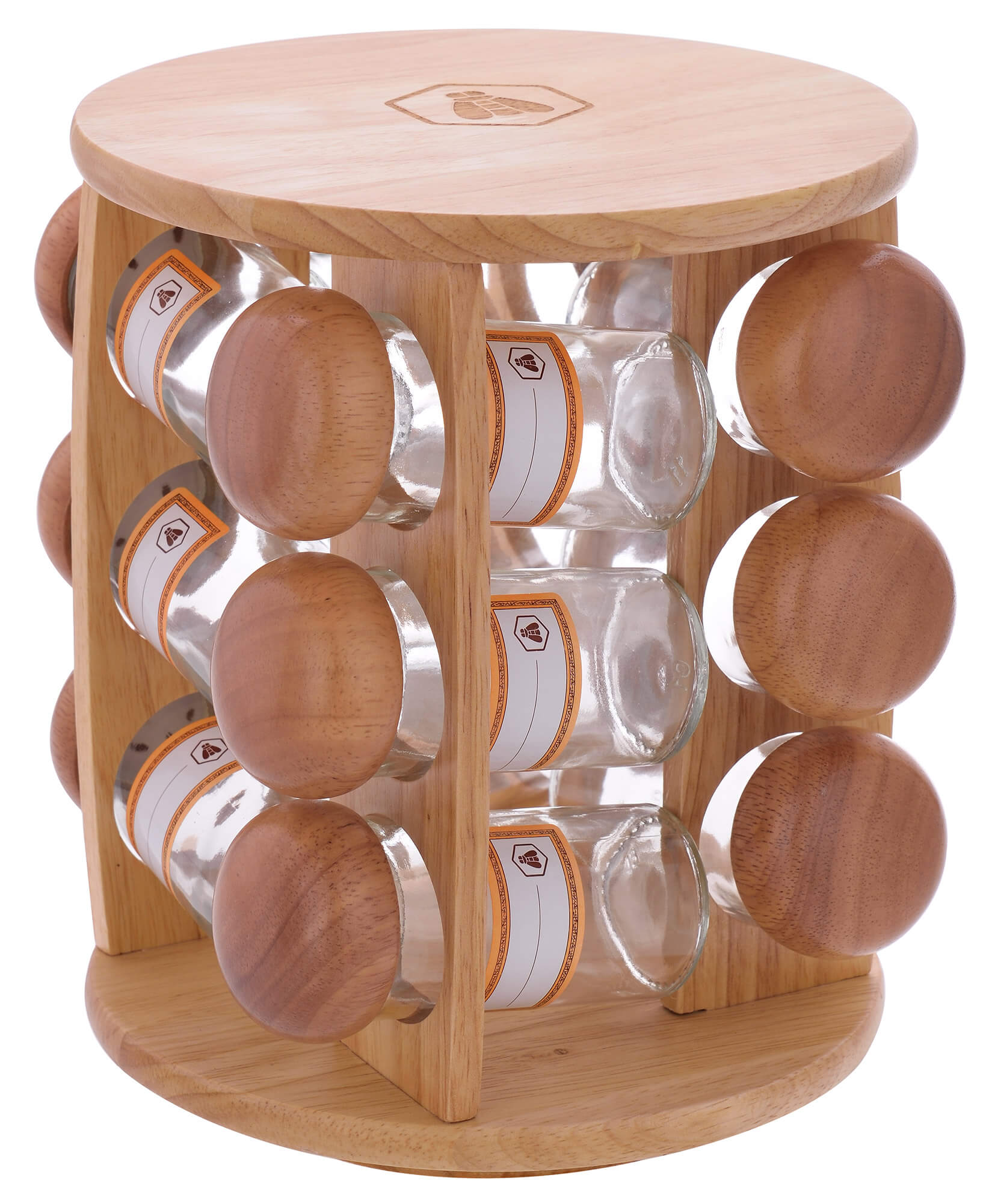 Image of Portaspezie con 12 Contenitori in Vetro per Spezie e Erbe da Cucina