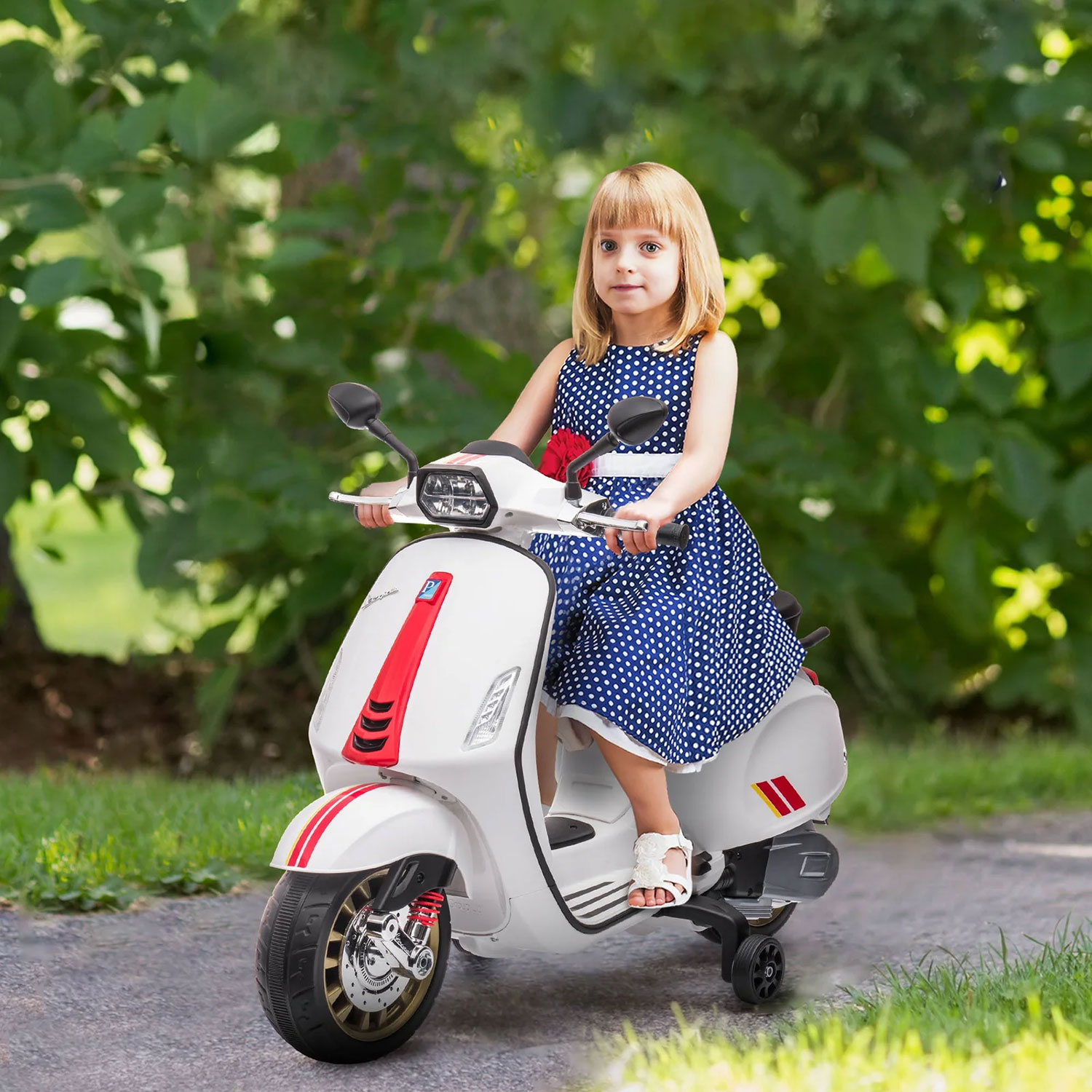 Scooter Elettrico per Bambini Licenza Ufficiale Piaggio Vespa 12V 4,5Ah Bianco...