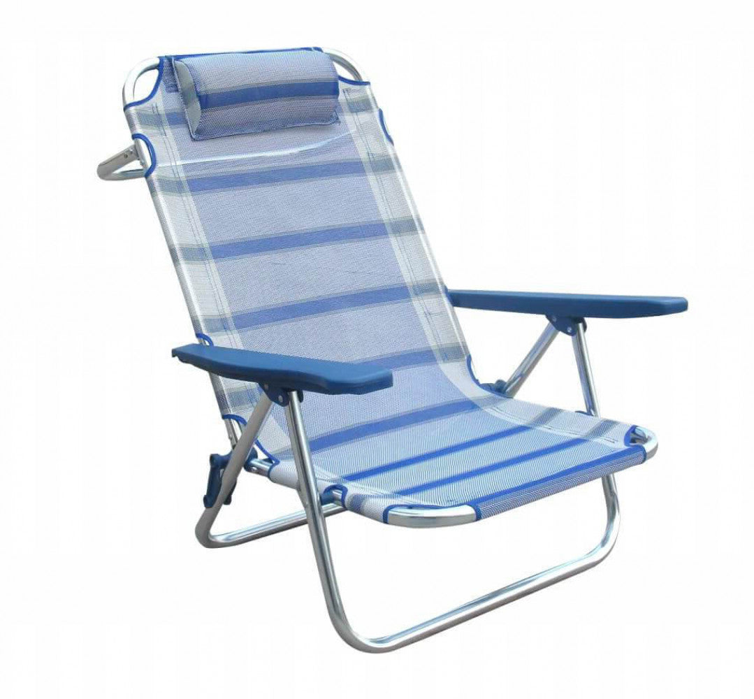 Spiaggina con Braccioli Regolabile 65x67x83 h cm in Alluminio e Textilene Blu...
