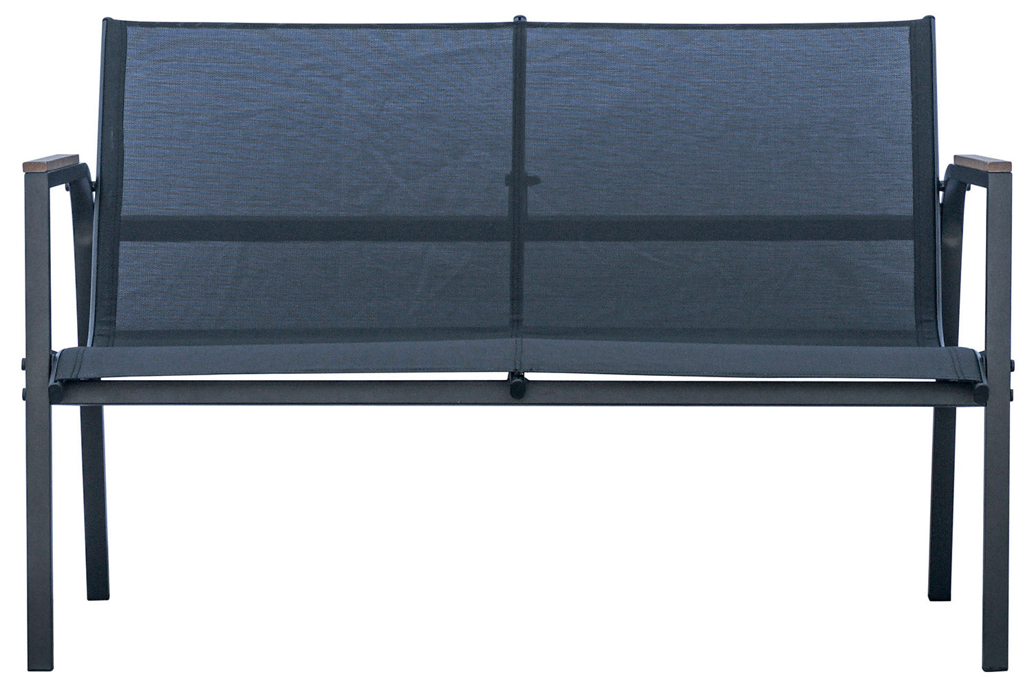 Set Salotto da Giardino Divano 2 Poltrone e Tavolino Tarquinia in Ferro e Textilene Antracite...