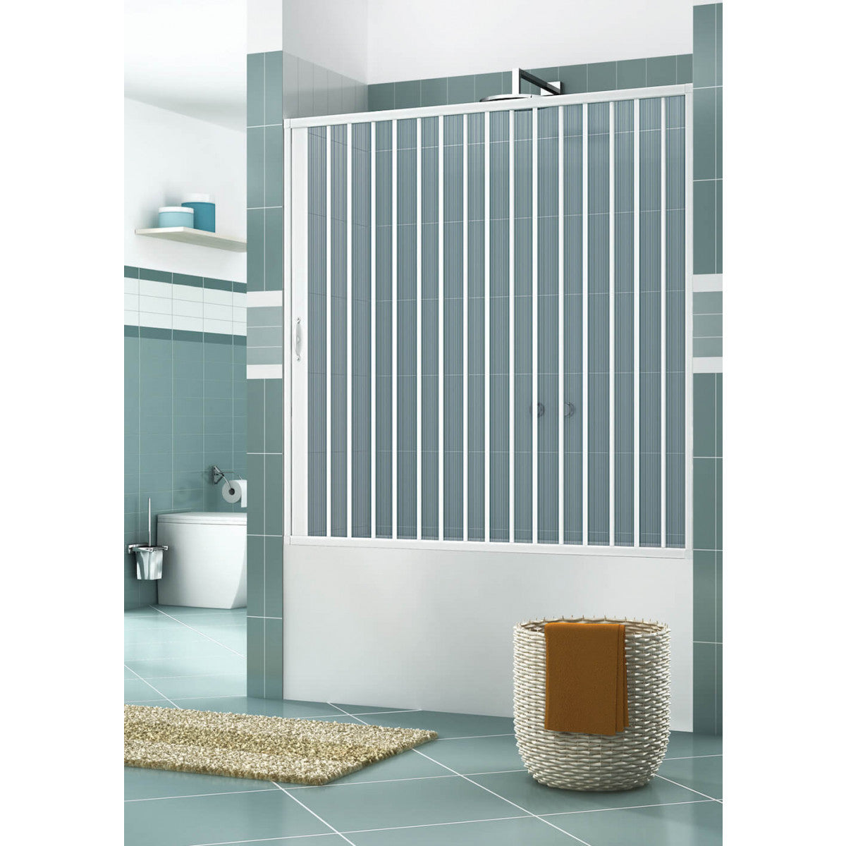 Sopravasca 170 cm 1 Anta a Soffietto in PVC H150 Caldoni Stjerne Bianco...