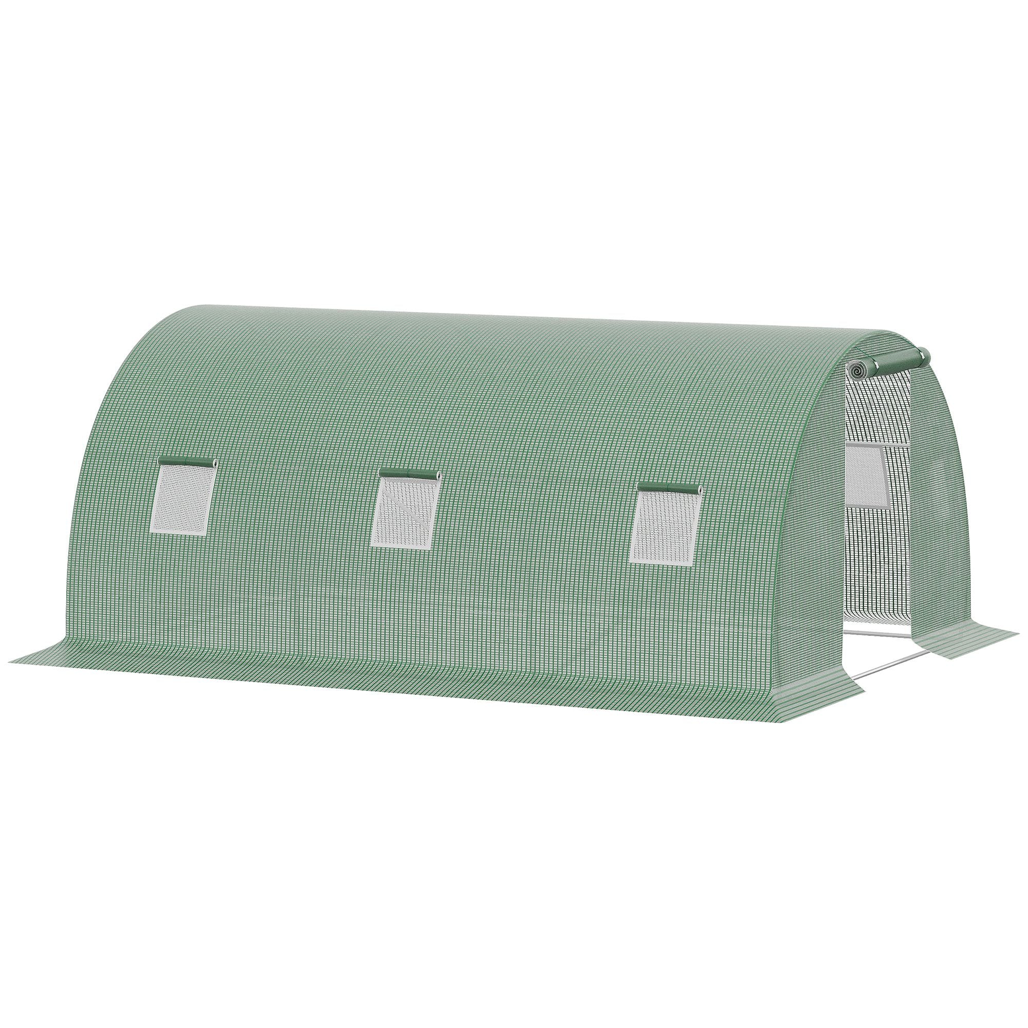 Serra a Tunnel 450x300x200 cm Porta Avvolgibile e 6 Finestre Verde