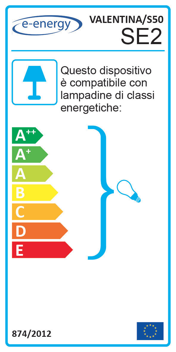 Sospensione 50X50 1xE27 Montatura Cromo-Bianco Vetro Lastra Bianco E-Energy Valentina...