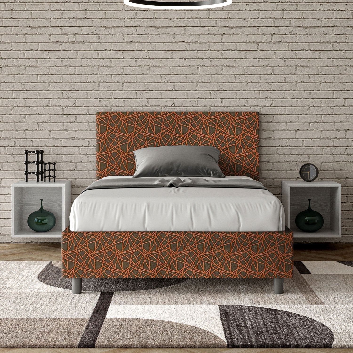Letto 1 Piazza e Mezzo 120x200 cm Senza Rete Adele Era 04 Arancione...