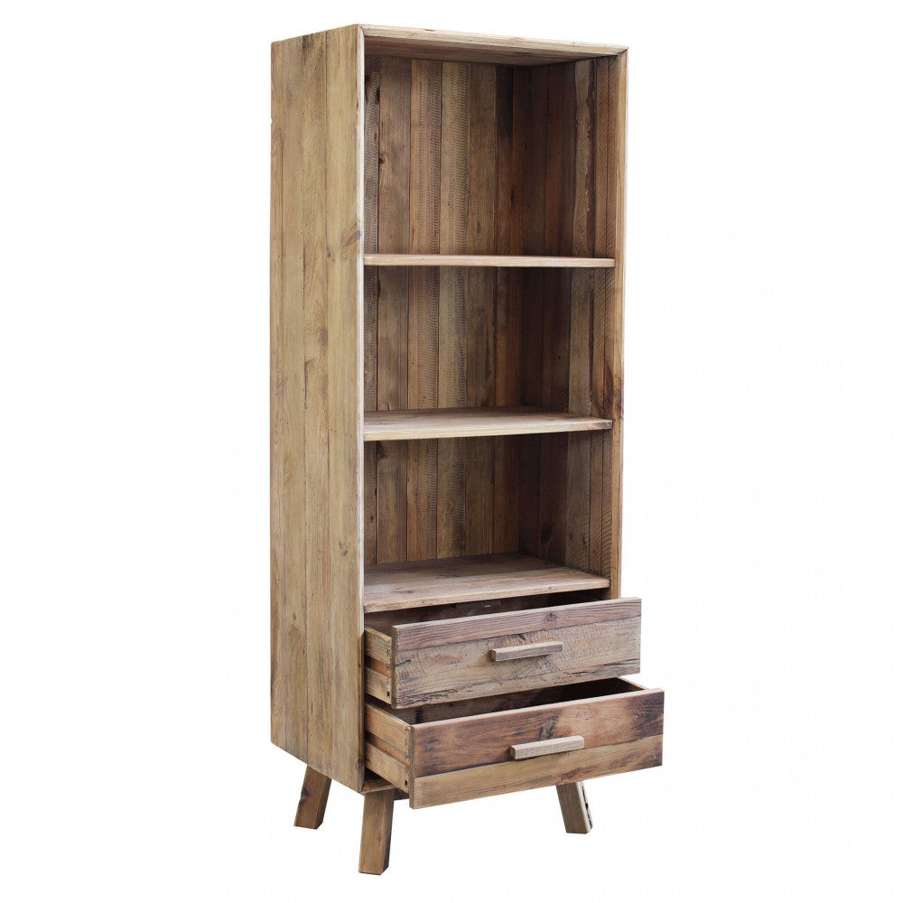 Libreria Justin 60x40x160 h cm in Pino riciclato Marrone...