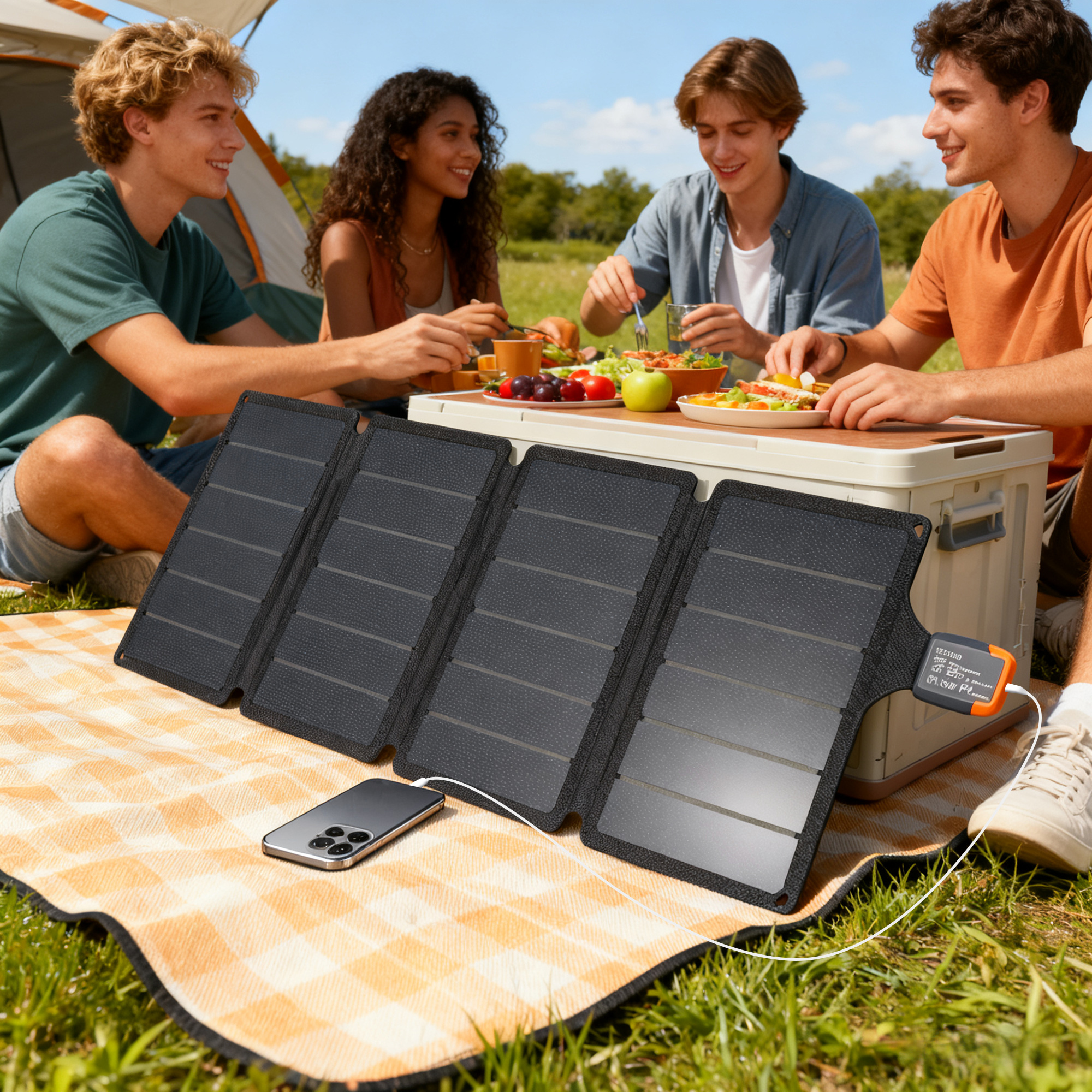 Caricabatteria Solare 36W Pieghevole con Attacco Tipo-C Impermeabile IP67 in ETFE Grigio...