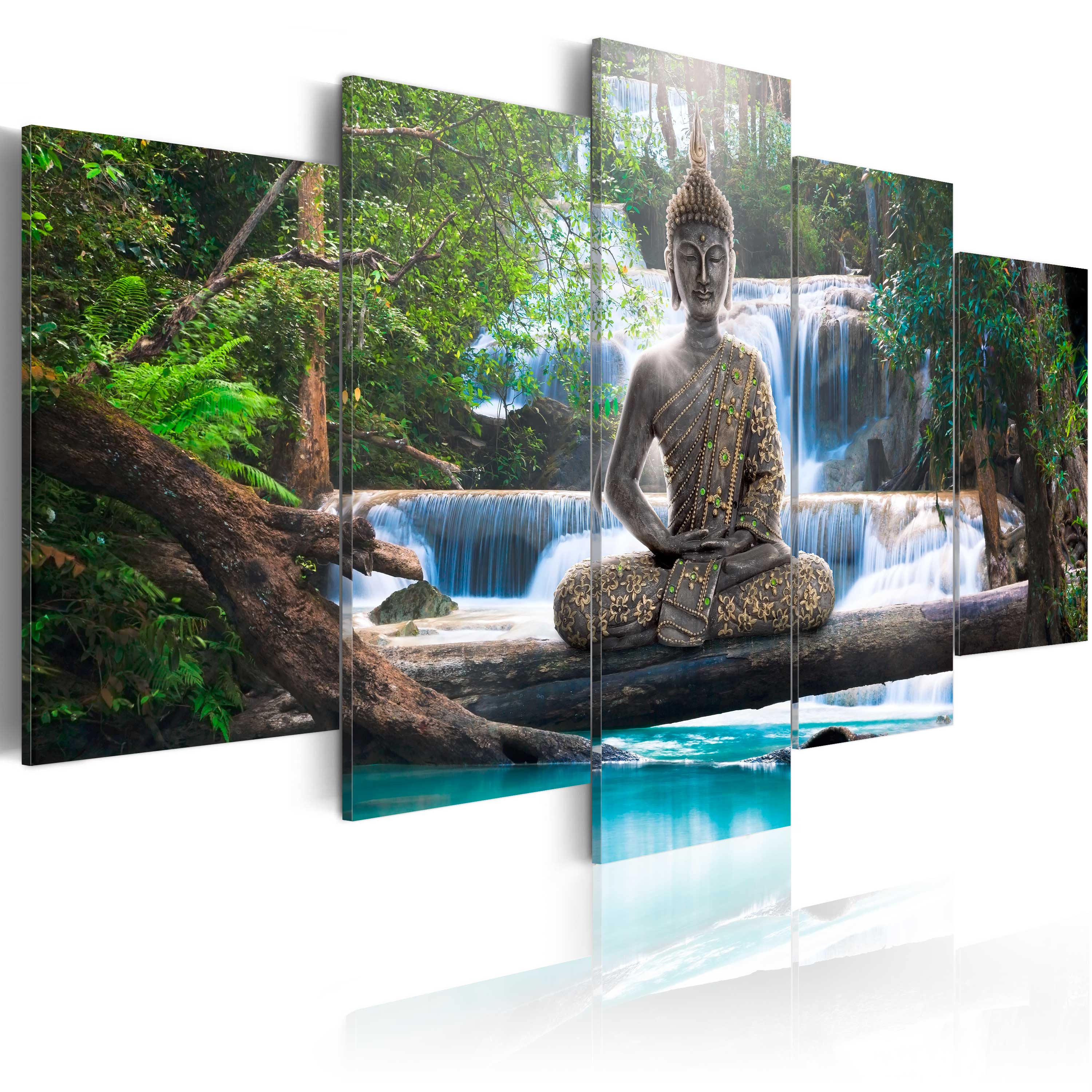 Quadro - Buddha e Cascata 200X100Cm Erroi...