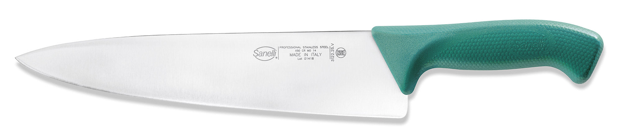 Image of Coltello Trinciante Lama 25 cm Manico Antiscivolo Sanelli Skin Verde