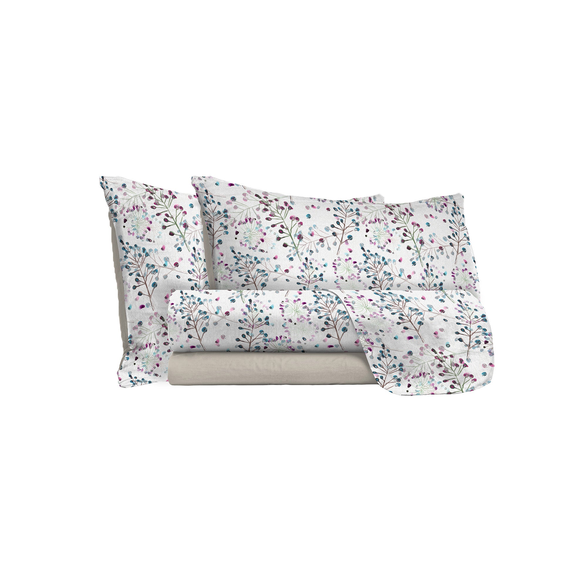 Set Lenzuola Matrimoniale con Stampa Sopra Sotto e Federe Flor