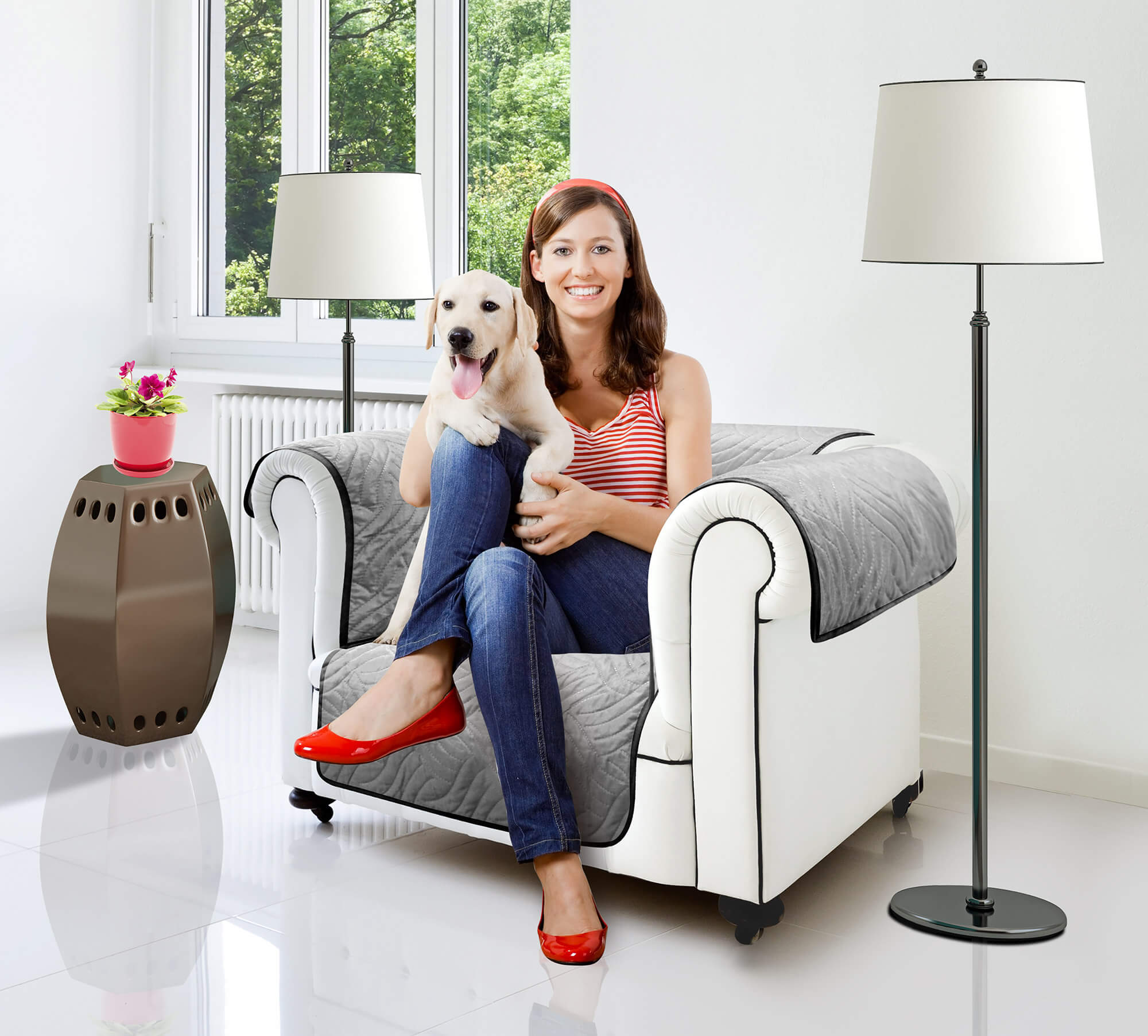 Copridivano Trapuntato Universale 1 Posto Double Face Starlyf Sofa Cover Nero e Grigio...