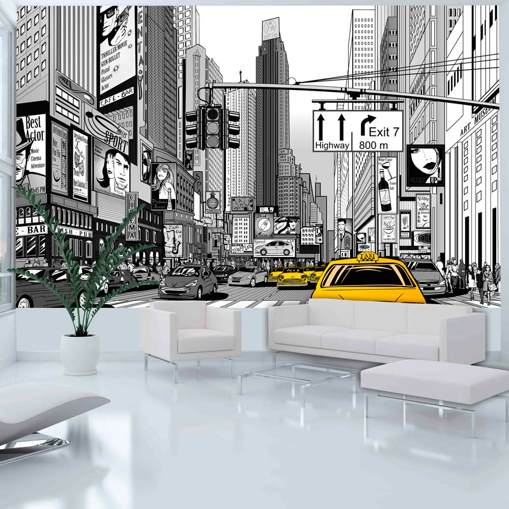 Carta Da Parati Fotomurale - Taxi Gialli Di New York 450x270cm Erroi