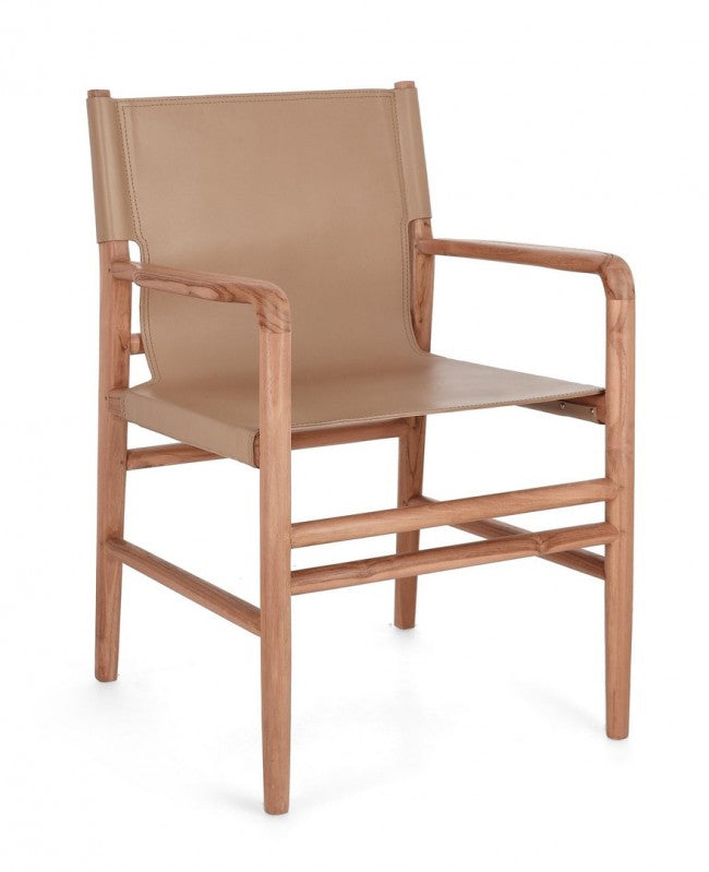 Image of Sedia 57x58x85 cm Caroline in Pelle Tortora