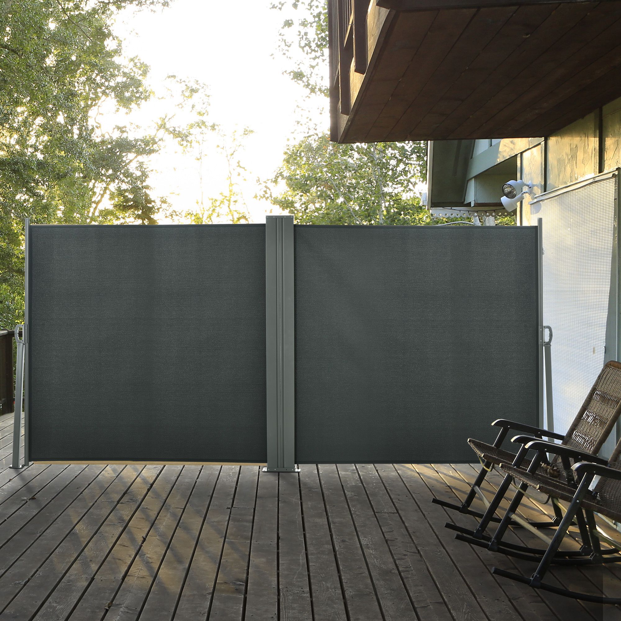 Divisore da Giardino 600x180 cm Regolabile Anti UV con Maniglia in Metallo e Poliestere Grigio...
