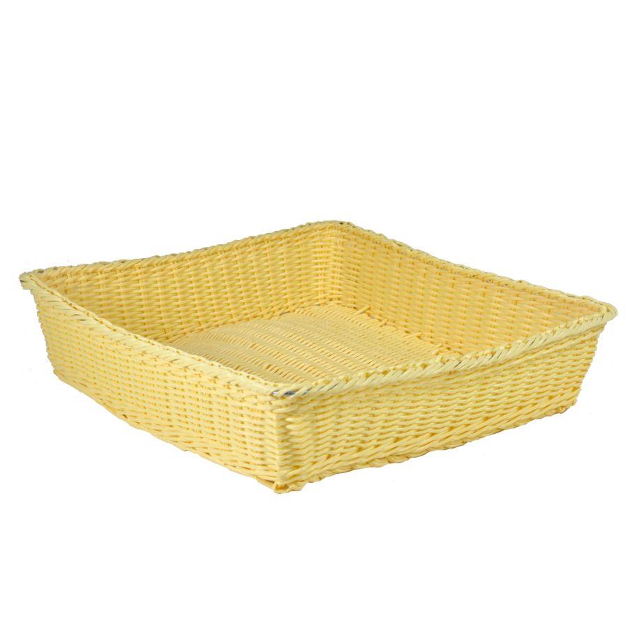 Image of Cesta Espositore Quadrata 40x40xh10 cm in Polyrattan Naturale