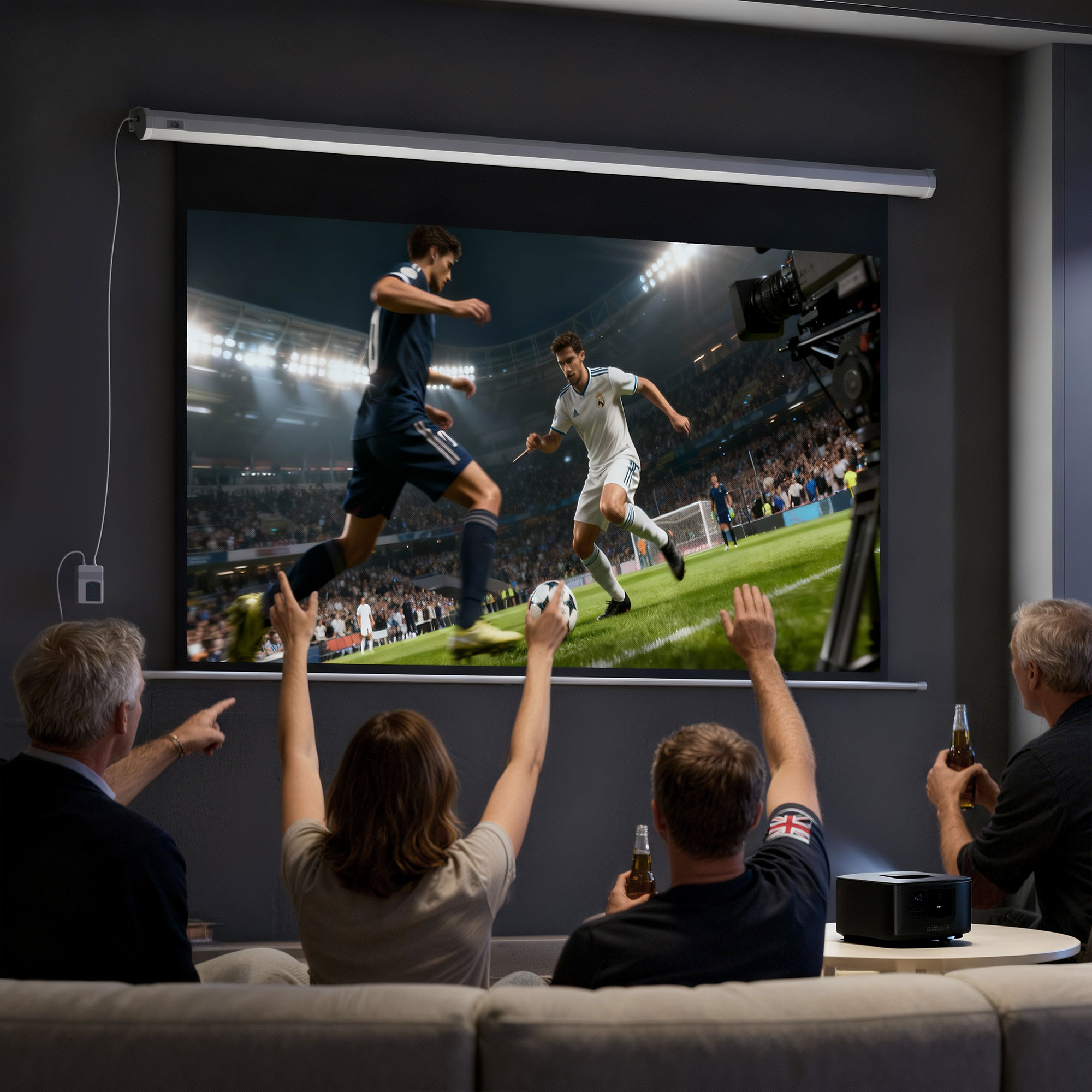 Telo per Proiettore 100" 16:9 Motorizzato 251x8x168 cm con Telecomando in Plastica e Metallo Bianco...