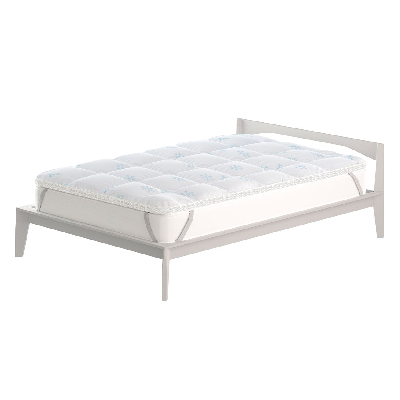 Topper Double Face Matrimoniale Trapuntato 300 gr/mq con Elastici Ice Refrigerante Bianco...