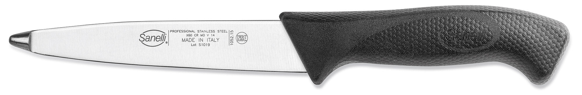 Image of Coltello per Sventrare Dritto Lama 15 cm Manico Antiscivolo Sanelli Skin Nero