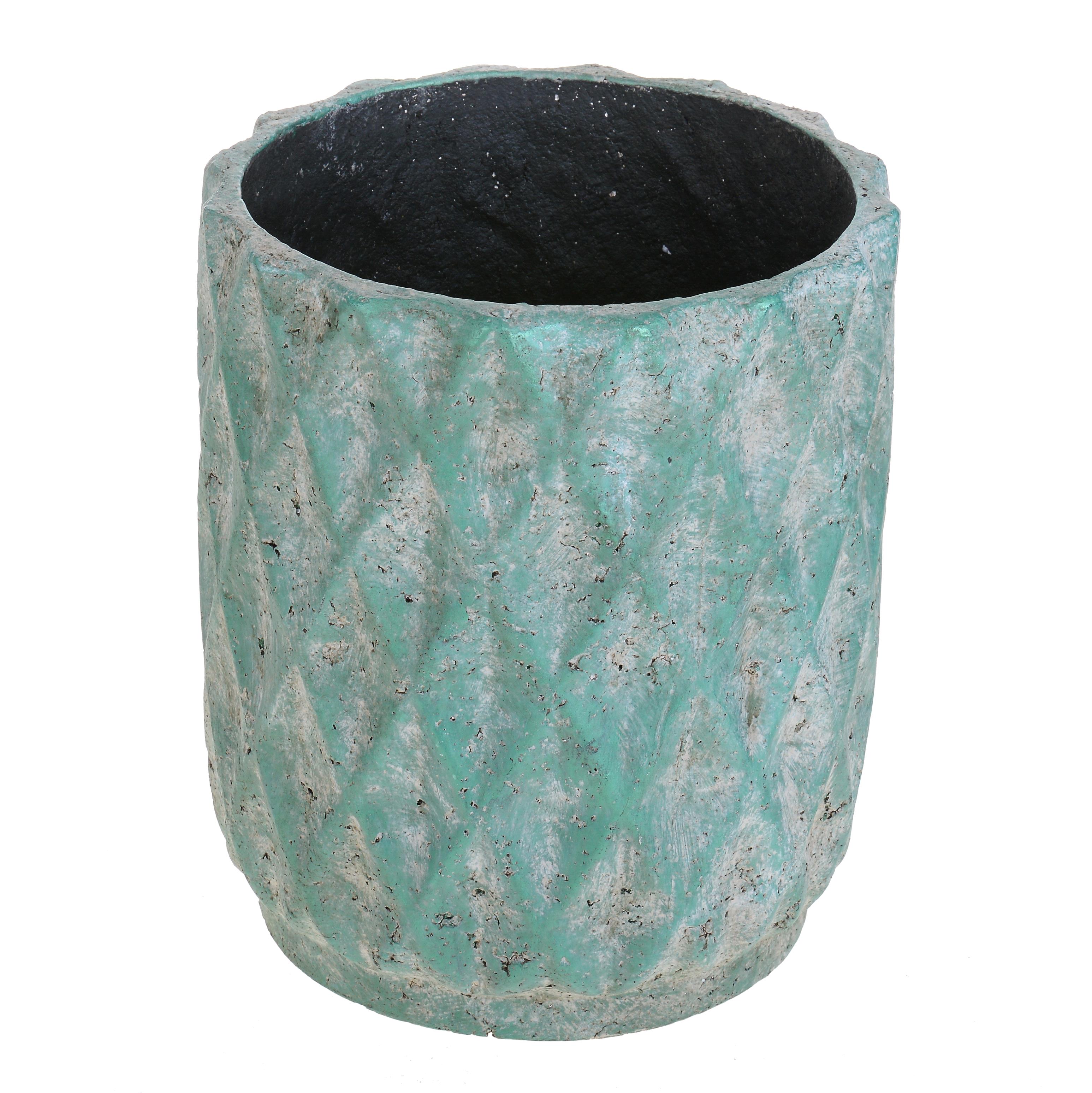 Image of Vaso Cachepot in Ceramica con Trama a Rombi Larghezza 31 cm