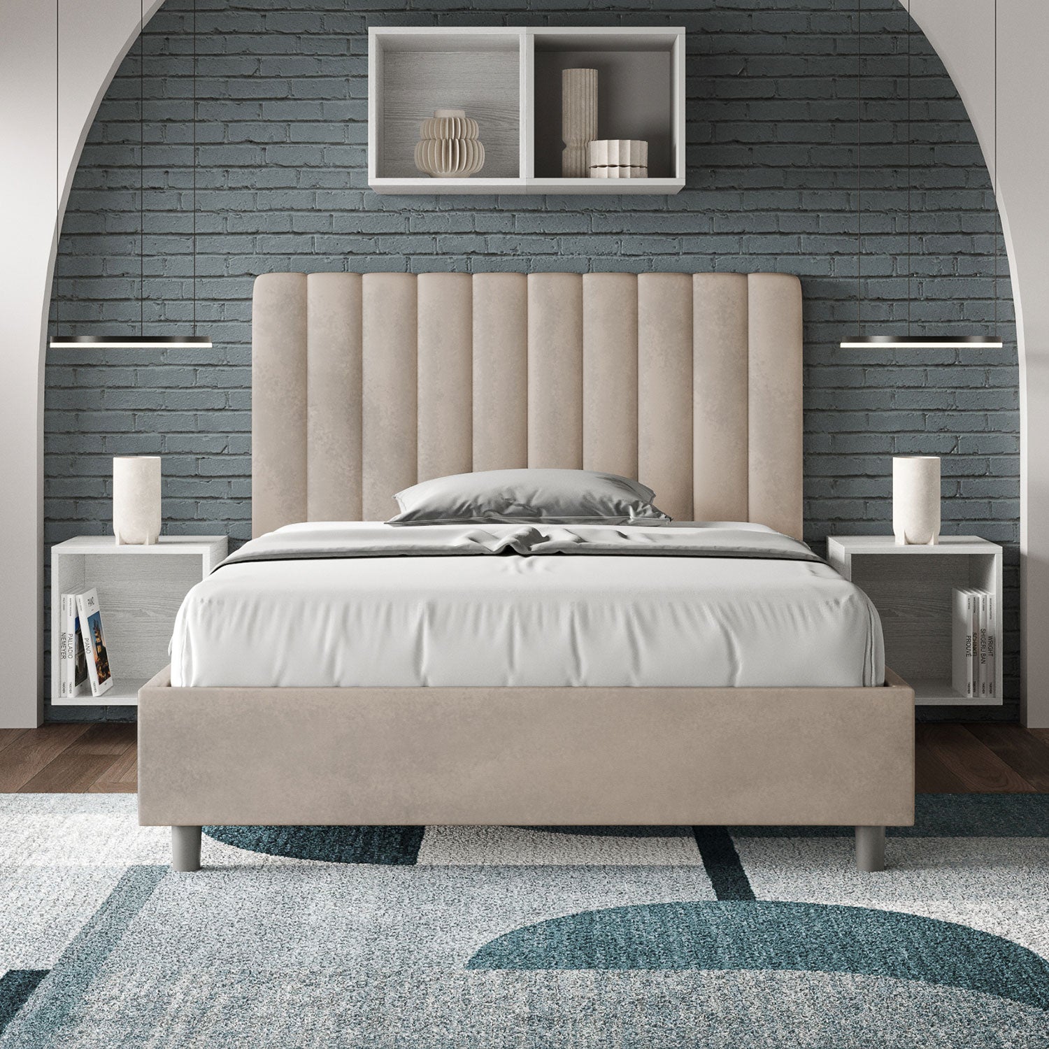 Letto 1 Piazza e Mezzo 120x200 cm Senza Rete Agueda Sabbia...